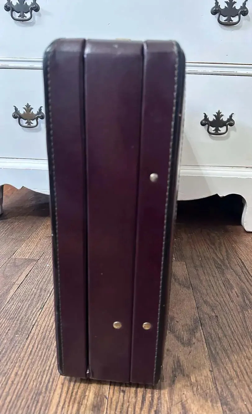 Vintage Heritage Top Grain Leather Hard Shell Briefcase in Burgundy